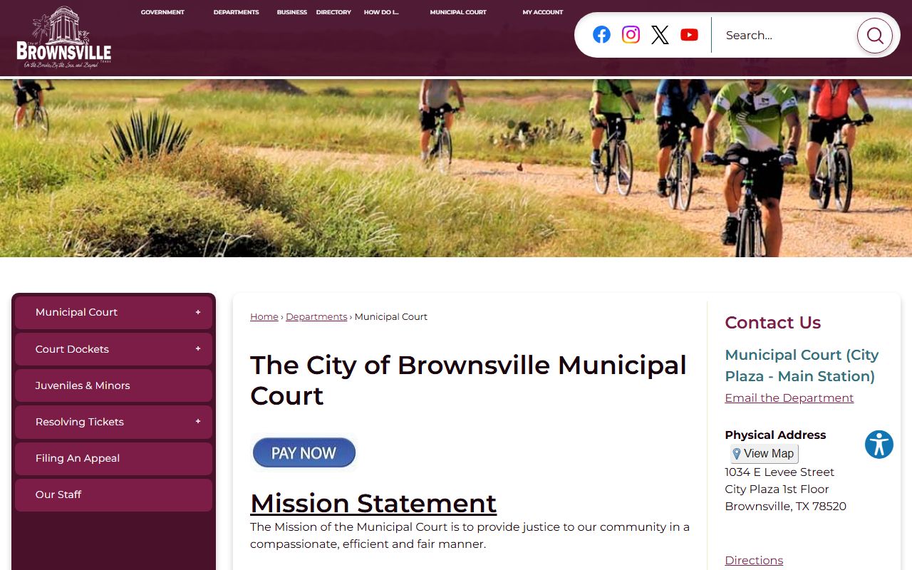 Brownsville Municipal Court website for traffic court records
