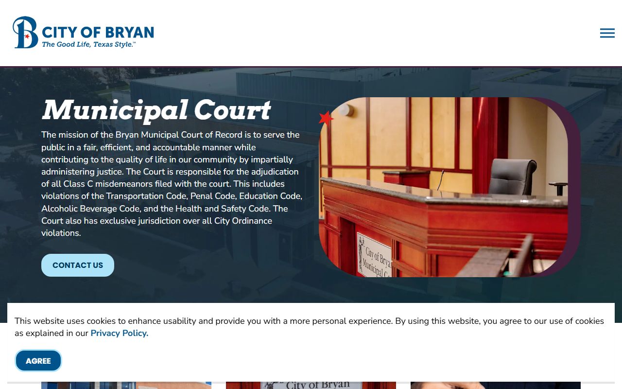 Bryan Municipal Court website for traffic court records