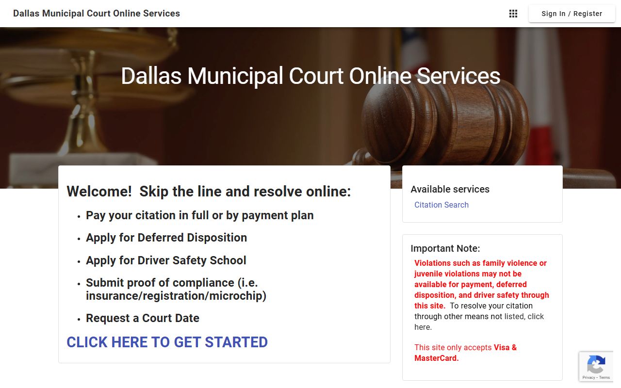 Dallas Municipal Court online payment portal for traffic fines
