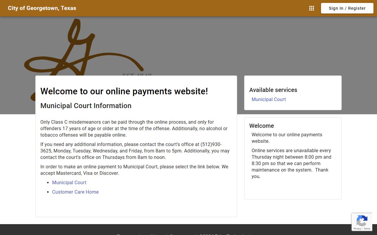 Georgetown online payment for traffic citations