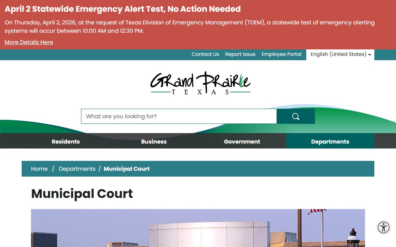 Grand Prairie Municipal Court website for traffic court records