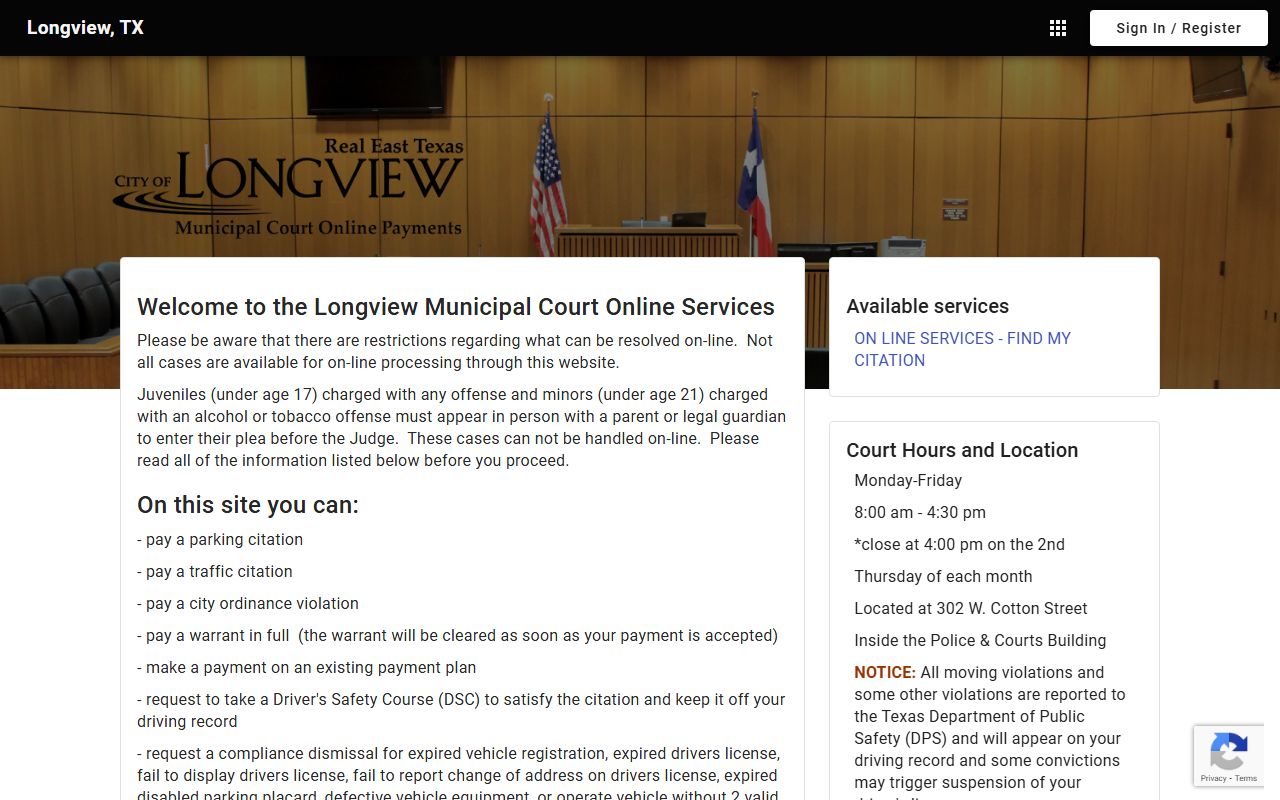 Longview online citation payment portal for traffic court records