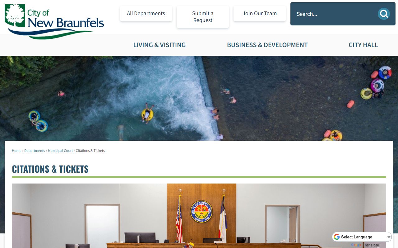 New Braunfels traffic court records - municipal court citations page