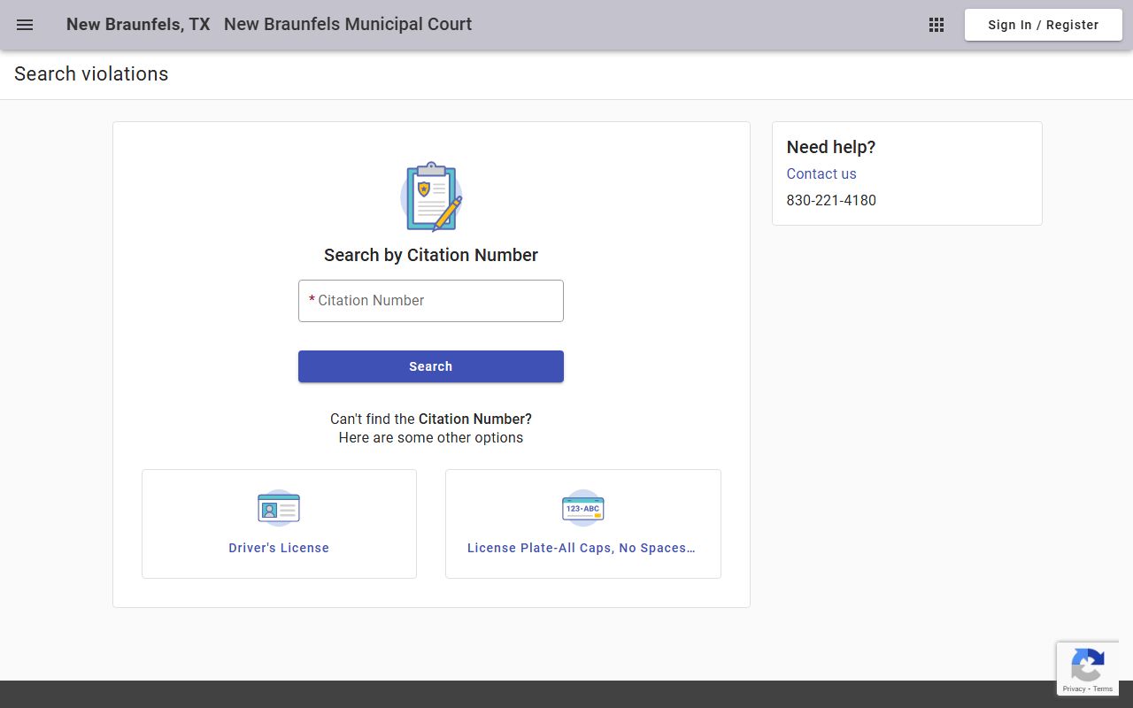 New Braunfels traffic court records - online citation payment portal