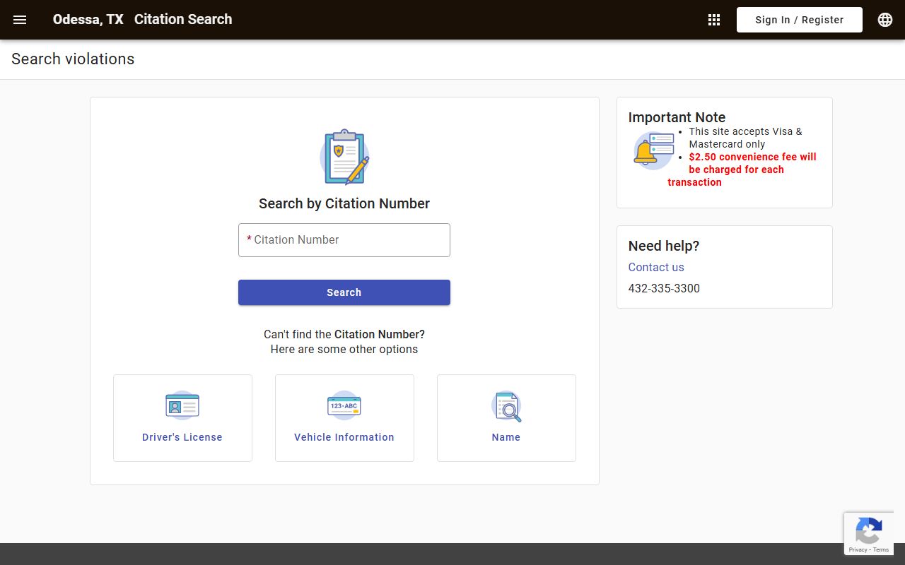Odessa traffic court records - online citation payment portal