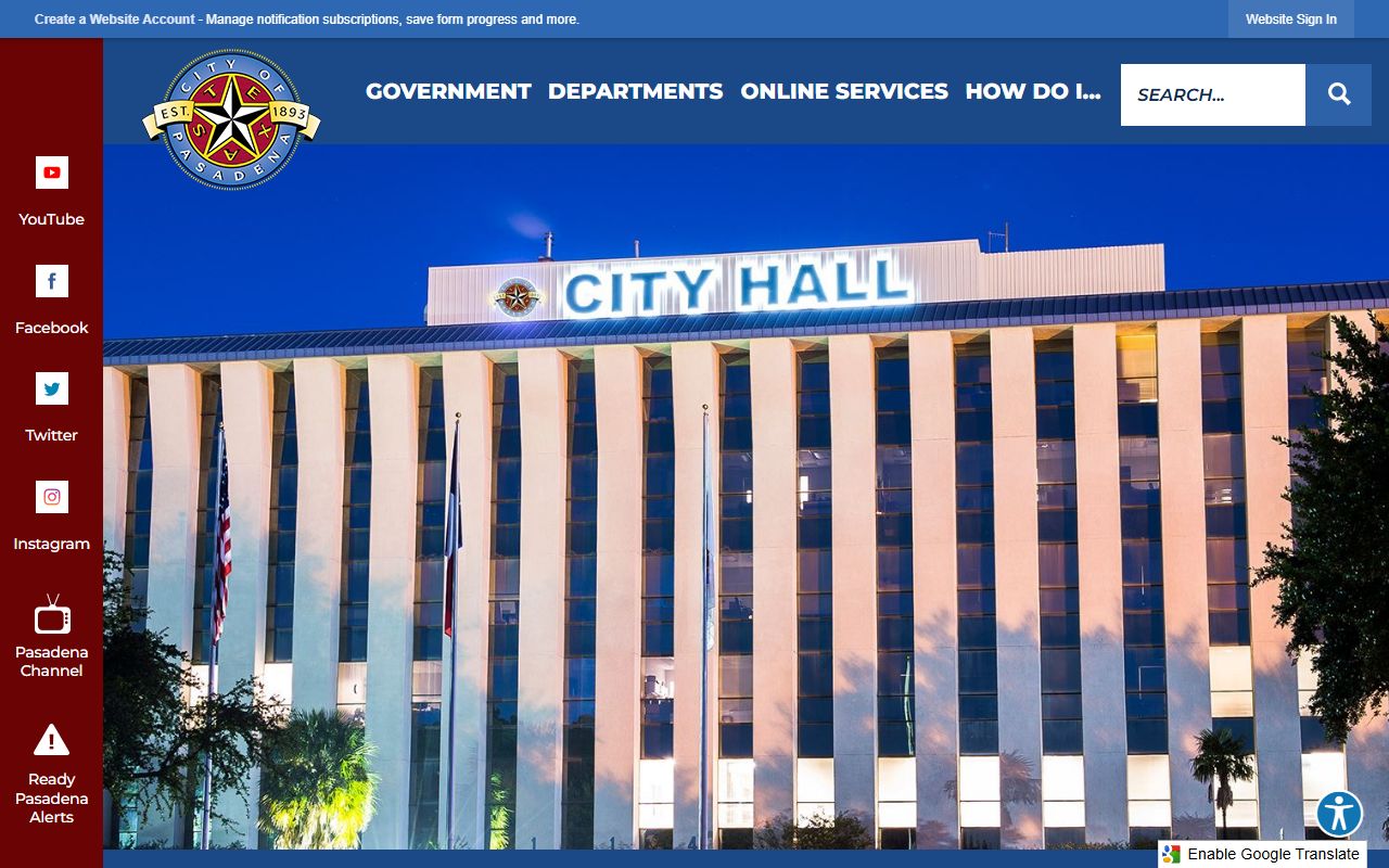 Pasadena Municipal Court website for traffic court records