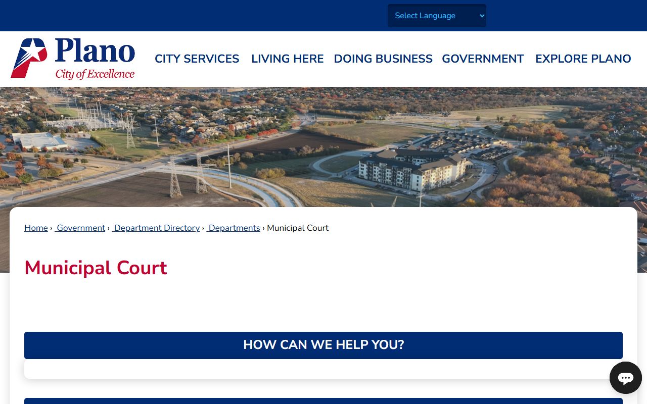 Plano Municipal Court website for traffic court records