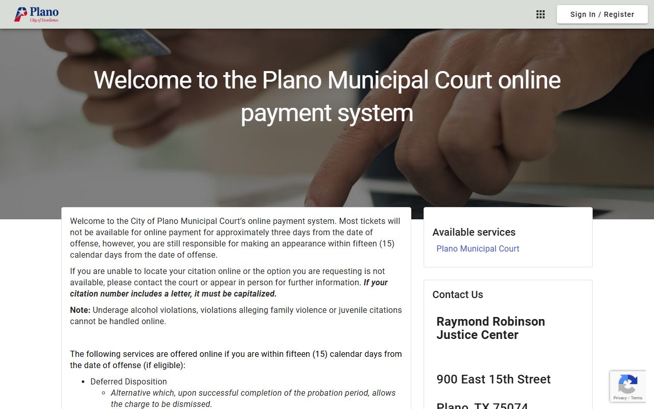 Plano Municipal Court online payment portal for traffic fines