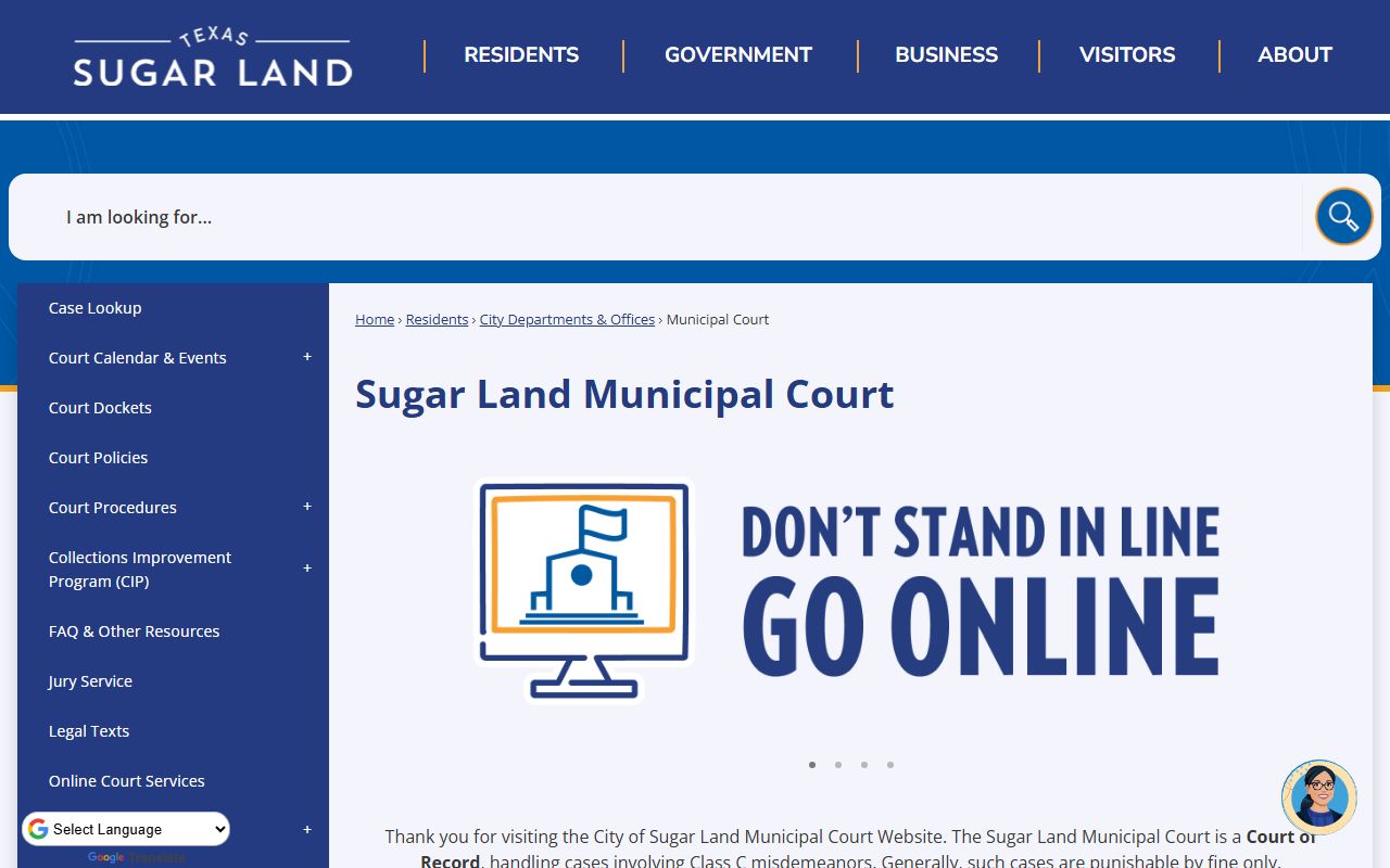 Sugar Land traffic court records - municipal court website