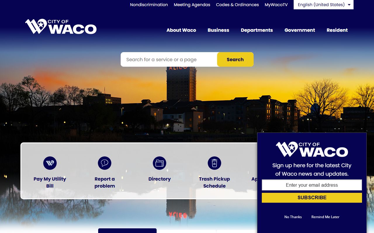 Waco Municipal Court website for Waco traffic court records