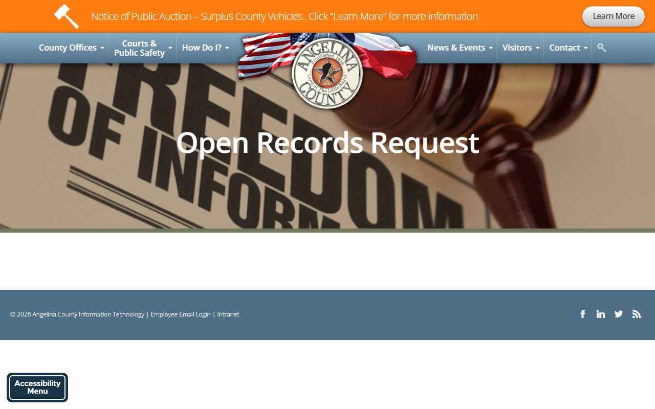 Angelina County open records request portal for public records access