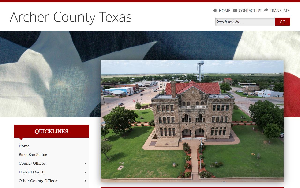 Archer County main county website for government and court information