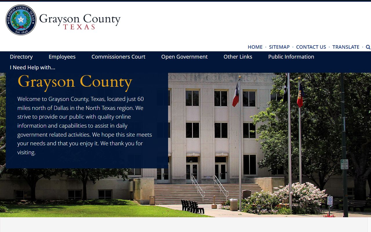 Grayson County website for traffic court records search in Sherman Texas