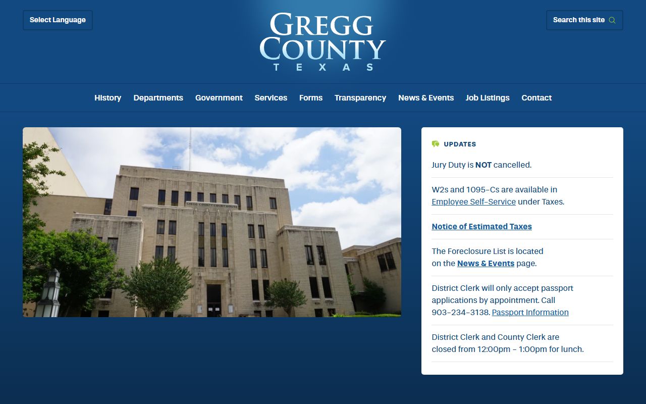 Gregg County website for traffic court records in Longview Texas