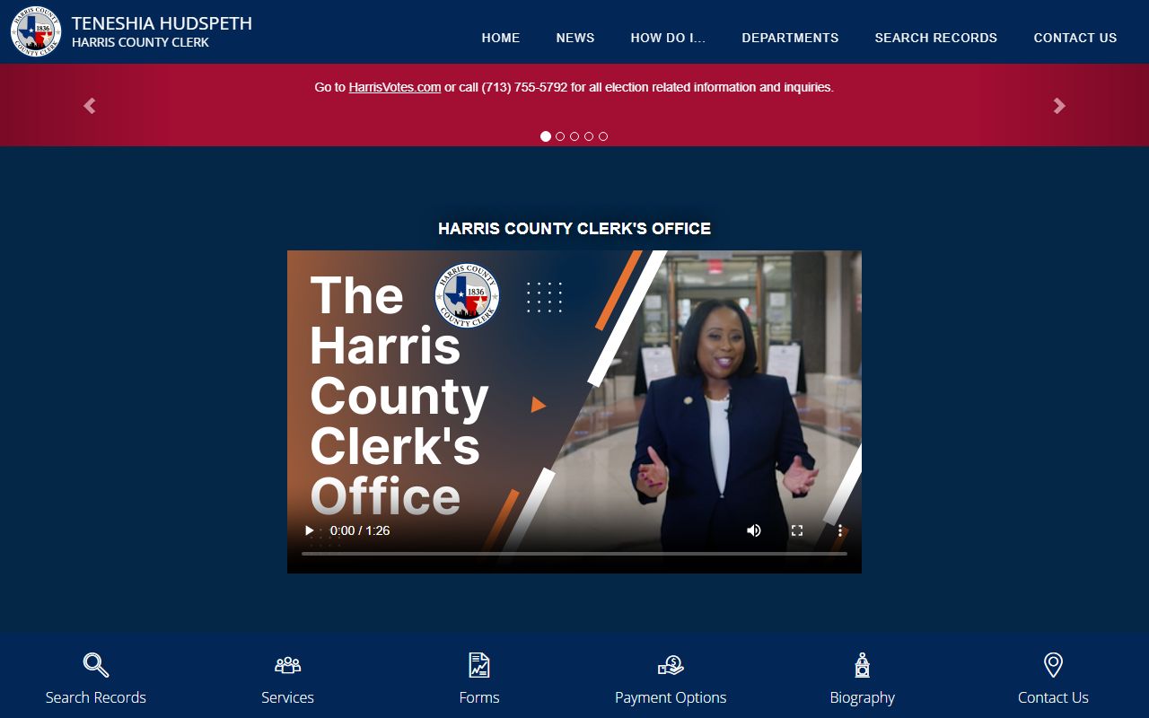 Harris County Clerk website for traffic court records search