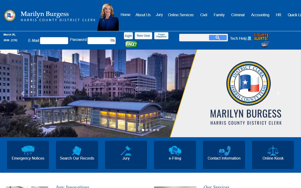 Harris County District Clerk portal for traffic court records