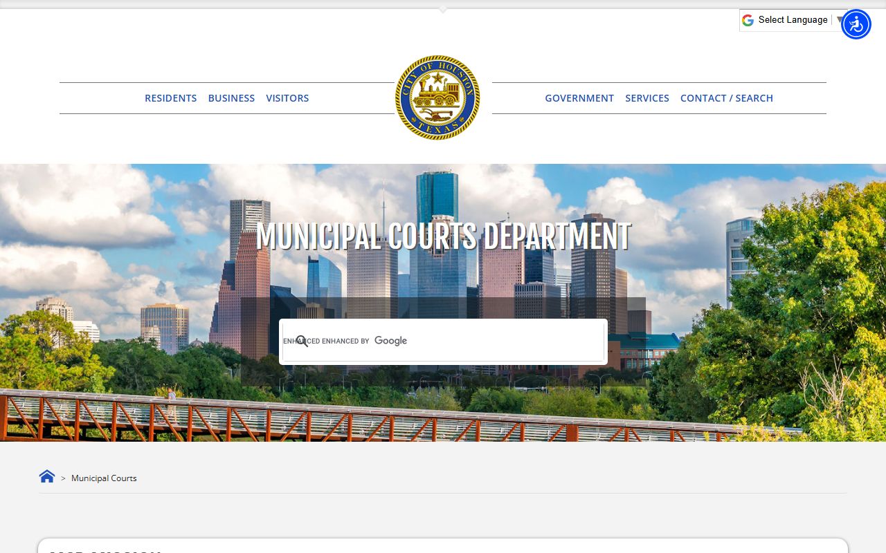 Houston Municipal Courts website for Harris County traffic court records