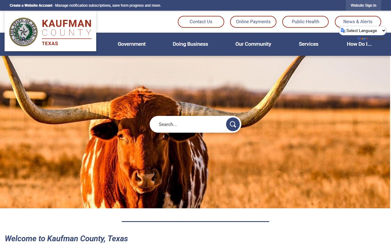 Kaufman County official website for traffic court records and citation payment