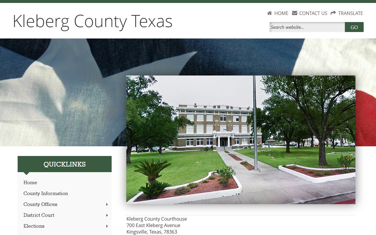 Kleberg County official website for traffic court records and court information