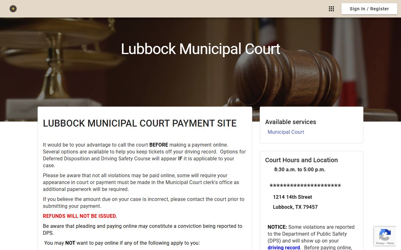 Lubbock Municipal Court online payment portal for traffic fines