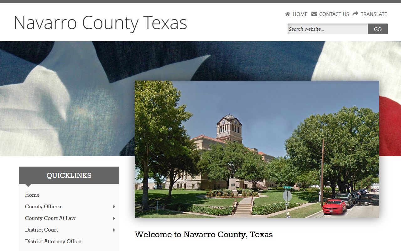 Navarro County website showing court and public records information