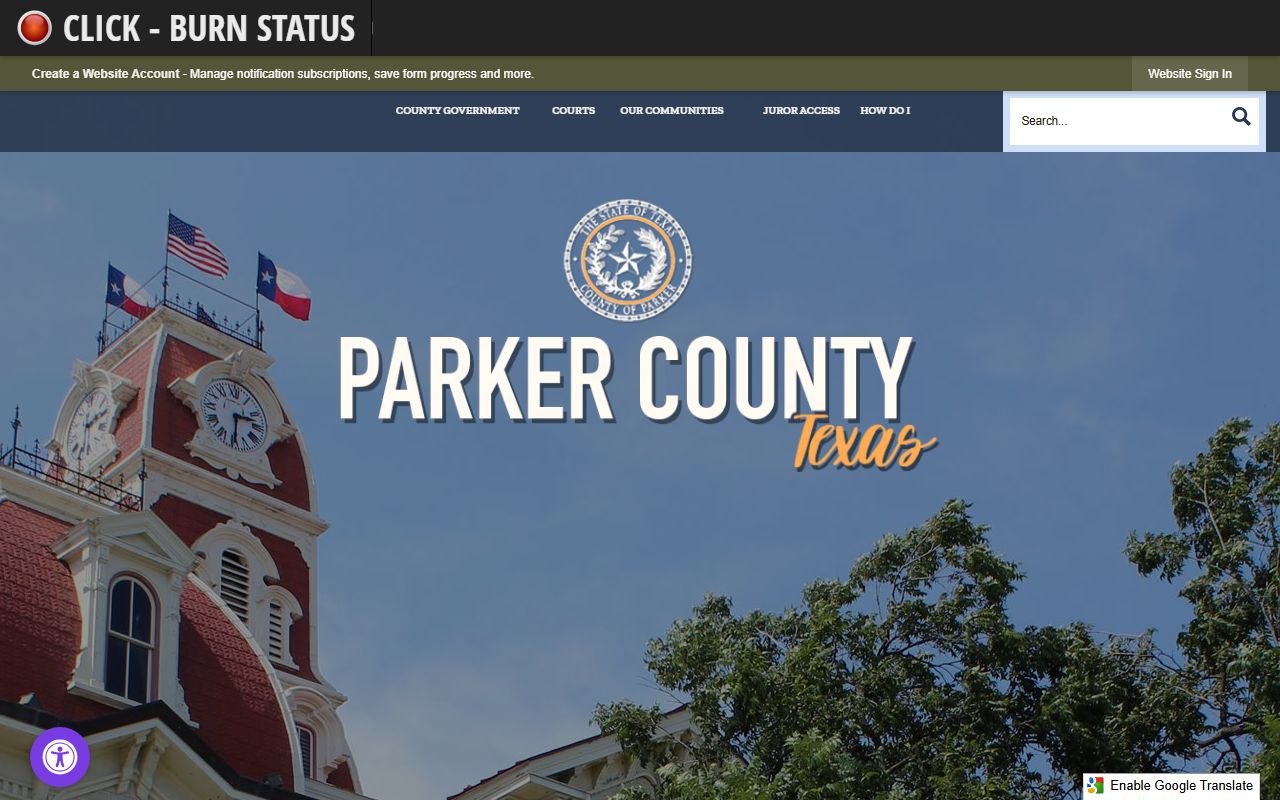 Parker County Texas official website for traffic court records and court information