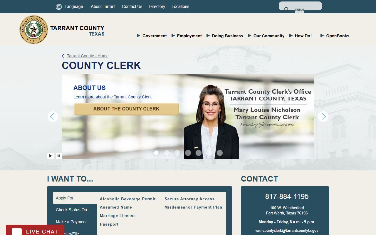 Tarrant County Clerk for traffic court records